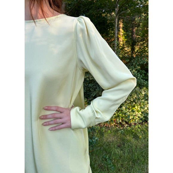 Maria McManus Size 2 Gathered Shoulder Mini Dress Lemon Ice Long Sleeve NWT $990 - Picture 10 of 16